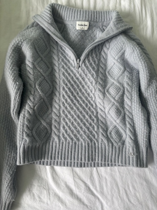 Sunday Best Sweaters - Sunday Best grey/blue cable knit sweater